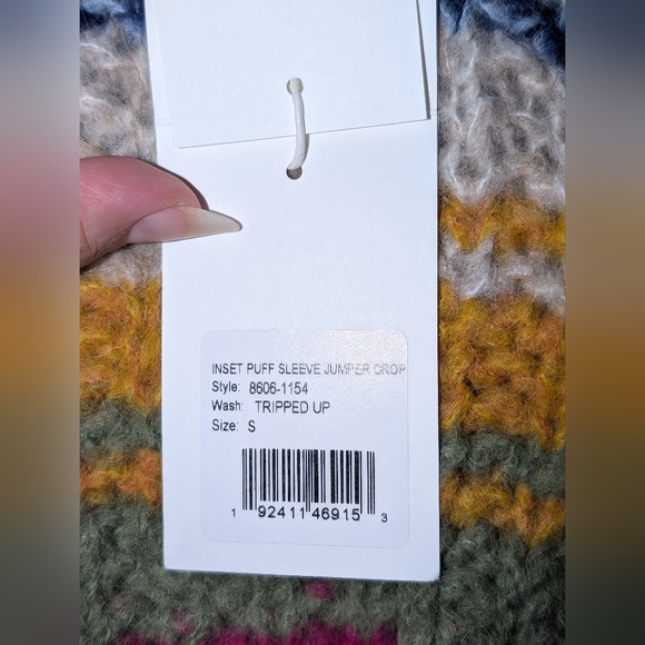 Mother The Inset Puff Sleeve Jumper Sweater Size Small NWT Tripped Up - Picture 4 of 5